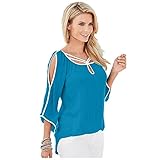 Sunward(TM) Sexy Women Irregular Off Shoulder Long Sleeve Tops Blouse (Large, Blue)