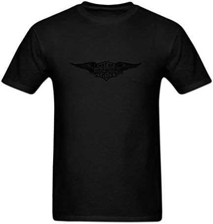 Starry Moon Men's Cotton Short Sleeve Harley-Davidson Engine Force B&amp;S Front &amp; Back Green T Shirt L Black