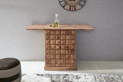 KADIMA DESIGN Hausbar Massivholz Akazie Vitrine ausklappbar Landhausstil Barschrank – Bild 5