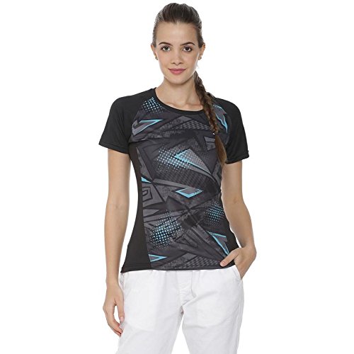campus sutra graphic print women round neck black sports jersey