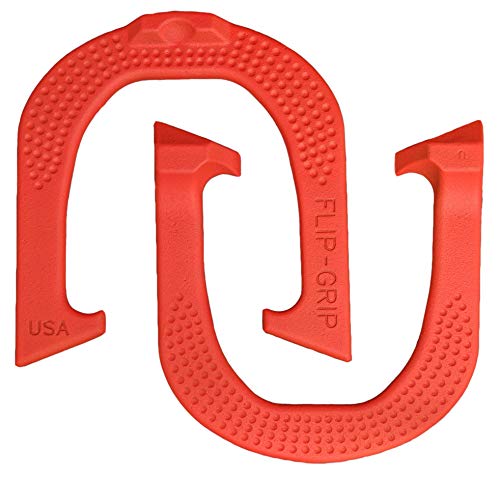 Flip-Grip Professional Pitching Horseshoes- Made in The USA! (Red- Single Pair (2 Shoes))