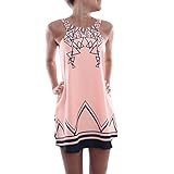 Haoricu Women Dress, Hot Sale!New Summer Women Printed Sleeveless Casual T Shirt Dress For Teens Girls (Asian Size:XL, Pink)