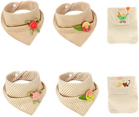 Vesunia Baby Bandana Drool Bibs Set 4 Pack Bibs + 2 Pack Absorbent / Wicking Towel