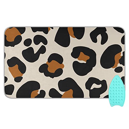 YETTASBIN Leopard Ironing Mat with Silicone Iron Rest Pad, Portable Travel Ironing Blanket Heat Resistant Ironing Board Cover for Washer Dryer Table Top, 47.2 x 27.6 Inch