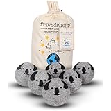 Friendsheep Organic Eco Wool Dryer Balls - Grey Koala - 6 Pack - 100% Handmade, Fair Trade, Organic, No Lint - Premium Quality Koala Crew