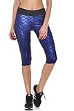 Fvous Women's Mermaid Scale Fish Active Capri Leggings Running Yoga Pants