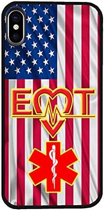 EMT Paramedic Medical Symbol US Flag Phone Case Compatible iPhone Xs/X Phone Protective Cover for Girls Women