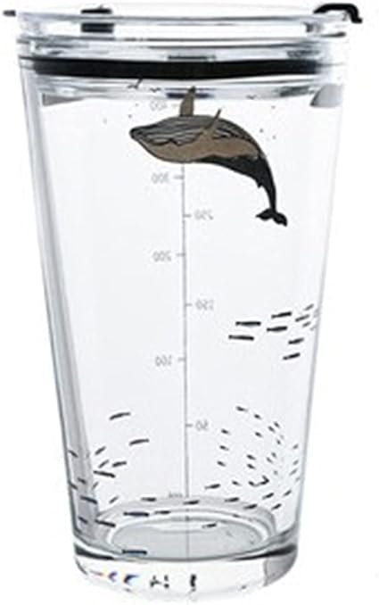 Amazon ストローカップ タンブラー ガラス ボトル 透明 大容量 漏れ防止 水筒 ストロー付 蓋付き ストローブラシ付き 可愛い 耐熱カップ 2way 子ども 大人 男女兼用 おしゃれ アウトドア クジラ カップカバー付き Uceansblo タンブラーグラス