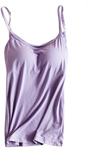 KAKALOT Women's Basic Solid Modal Padded Spaghetti Strap Tank Top