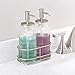 mDesign Double Liquid Hand Soap Glass Dispenser Pump Bottle Caddy for Kitchen Sink, Bathroom Vanity Countertops - Holds Castile Soap, Dish Soap, Hand Sanitizer, Essential Oils - Clear/Satin