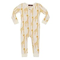 MilkBarn Organic Cotton Zipper Pajama - Yellow Giraffe (3-6 Months)