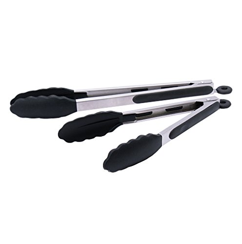 KingTong Stainless Steel Kitchen Cooking Tongs With Silicone Tips 9 and 12 Inch Set of 2 - Thumbnail 7