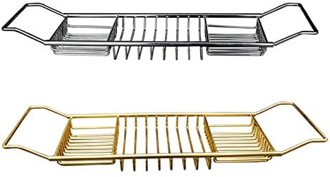 oppinty Stainless steel bathroom bathtub hardware accessories stretch tub tub shelf bath shelf net bathtub tray imitation gold