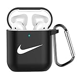 Earphone Accessories for Airpods Case with Keychain Soft Protective Silicone Cover Skin for Apple Airpods 1&2 (Black-C)