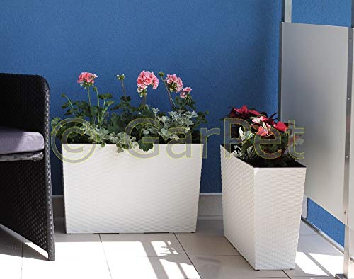 Hoher Blumenkasten Terrasse Balkon Kasten Pflanz Blumen Kübel Gefäß Kunststoff weiß – Bild 4