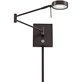 GEORGE KOVACS P4308-647 George's Reading Room LED Swing Arm Wall Lamp, 1-Light, 8 Total Watts, 6.25-in H x 13.75-in W, Copper