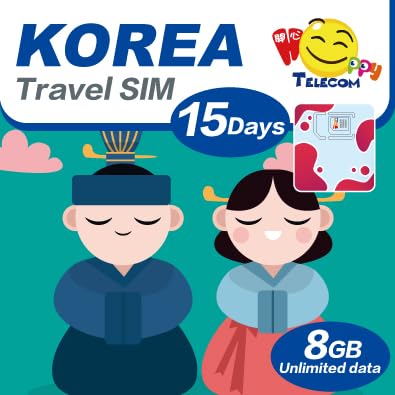 Happy 5G South Korea 15 Days Unlimited Data Travel Sim Card | 8GB of 5G High-Speed Data | No Daily Limit | No Registration Required | Easy Activation