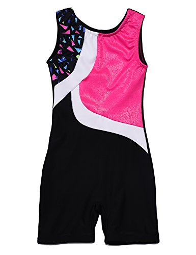 Wah Na Toddler Girls Pink And Black One Piece Gymnastics Unitard For 6x