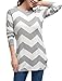 Allegra K Woman Zig-Zag Pattern Knitted Loose Tunic Shirt Grey White M