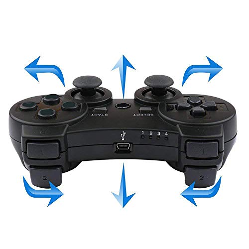 PS3 Controllers for Playstation 3 Dualshock Six-axis, Wireless Bluetooth Remote Gaming Gamepad Joystick Includes USB Cable (Black,Pack of 1)