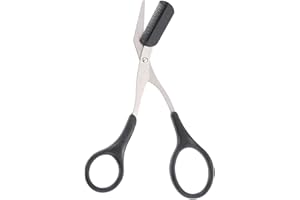 Erioctry Professional Precision Trimmer Eyebrow Scissors Remover Beauty Tool with Comb and Non Slip Finger Grips Black Silver Tone for Men