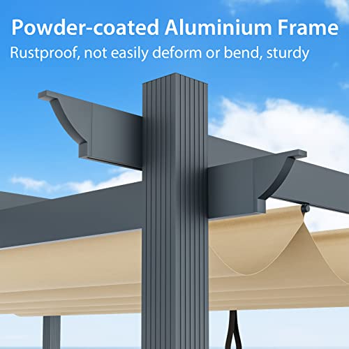 Tangkula 10x13 Pergola with Retractable Canopy - Heavy-Duty Aluminum Patio Shelter image 21
