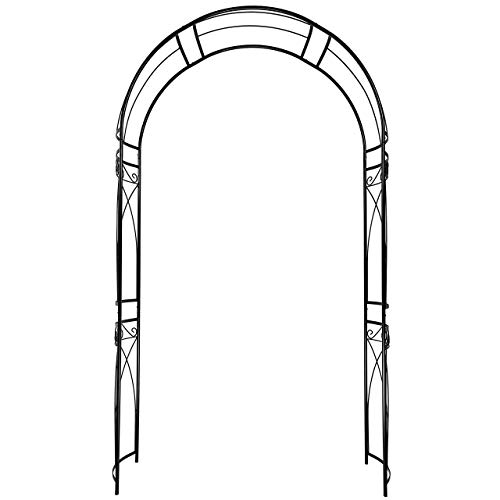 OUTOUR Stereoscopic Metal Garden Arch Arbor Arbour Archway with Graceful Curve for Climbing Plants Roses Vines, Outdoor Garden Lawn Backyard Patio, Wedding, Black