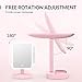 EASEHOLD Lighted Vanity Mirror LED Make Up Mirror Table 10.7 in with 37 LED Lights Detachable 10X Magnifying Spot Mirror Stepless Dimming 180 Degree Rotation Countertop Cosmetic Bathroom (Pink)