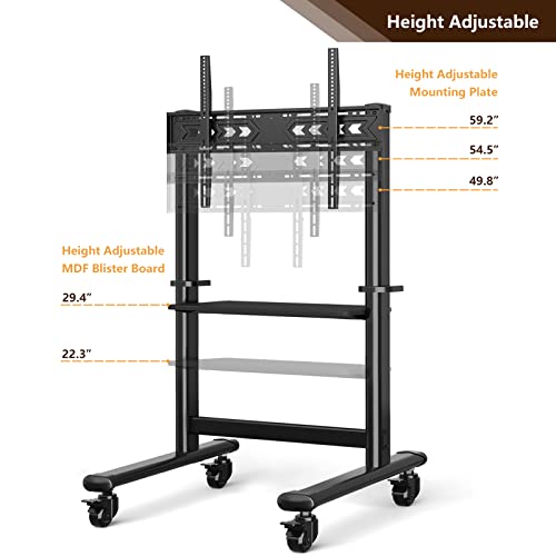 Mobile TV Cart Rolling TV Stand with Wheels for 5598 Inch LCD LED Flat Curved Screens up to 200