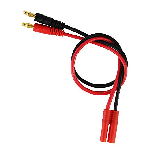 OliYin HXT 4mm Charge Cable to 4.0mm Banana Connector Plug with 14awg 30cm 11.8inch Silicone Wire(pack of 2)