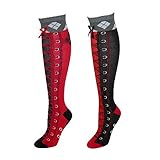 BioWorld Women's Harley Quinn Faux Lace Up Diamond Knee High Socks