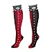 BioWorld Womens Harley Quinn Faux Lace Up Diamond Knee High Socks