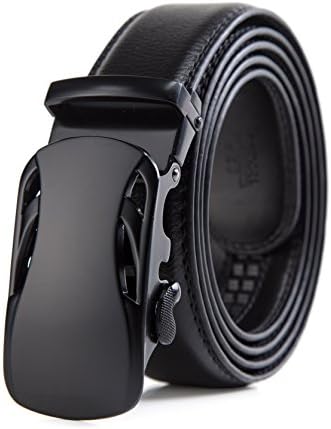 XAvoe Fashion Belts for Men Genuine Leather Dress Ratchet Slide Black Buckle