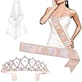 Rose Gold Bachelorette Party Decorations Kit | Bride To Be Sash,Veil for Bachelorette Party, Rhinestone Tiara | Bridal Shower Gift Supplies