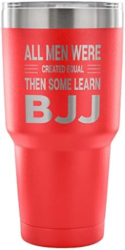 ArtsyMod SOME LEARN BJJ, Perfect Brazilian Jiu Jitsu, Martial Arts Statement Men Gift! Durable Water Vacuum Tumbler, 30oz. (Red)