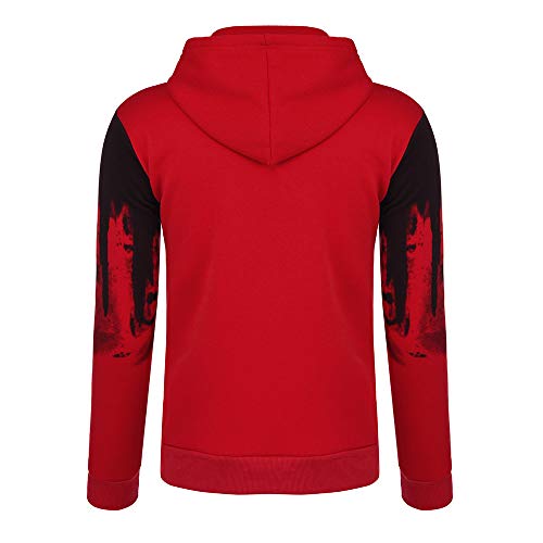 Men Pullover GREFER Gradient Color Long Sleeve Hooded Sweatshirt Tops T Shirt with Pocket