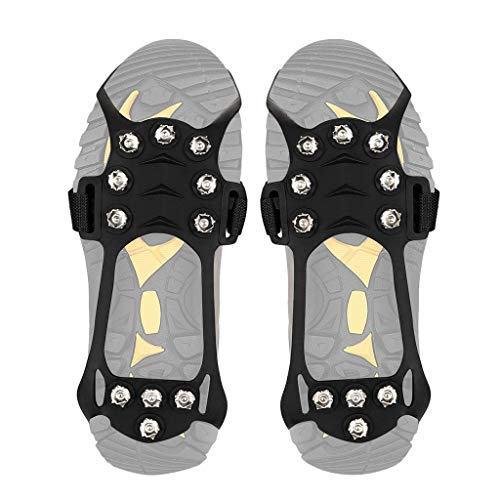 Pausseo Silicone Shoe Cover, Women Men Unisex Winter Ourdoor Sports Solid Color Lady Male Boys Girls Non-Slip Snow Cleats Shoes Boots Cover Step Ice Spikes Grips Crampons for Hiking