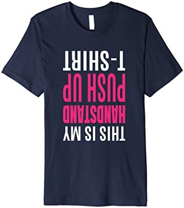 Mens Yoga Tees: Handstand Push Up T-Shirt XL Navy