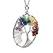 KISSPAT Tree of Life Pendant Necklace Handmade Chakra Gemstone Jewelry, Great Gift for Her (A-7Chakra)