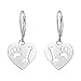 YFN 925 Sterling Silver Simple Polished Hollow Heart Puppy Paw Dog Bone Dangle Earrings (Silver)