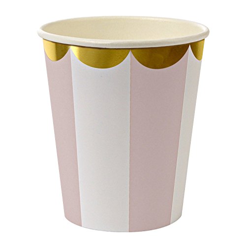 Meri Meri Striped Party Cups, Set of 8 Cups (Dusty Pink)
