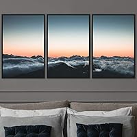3 Piece Framed Canvas Wall Art Foggy Mountains Canvas Prints Home Artwork Decoration for Living Room,Bedroom - 16