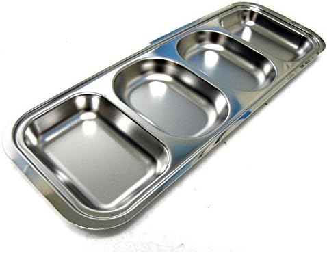 4 Divided Stainless Steel Kids Snack Tray Food Tray Diet Portion Control Plate