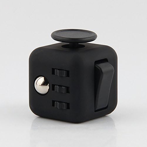 Fidget Dice 6 Sides Cube Stress Relief and Depression Toys for Children and Adults (Black/Black)
