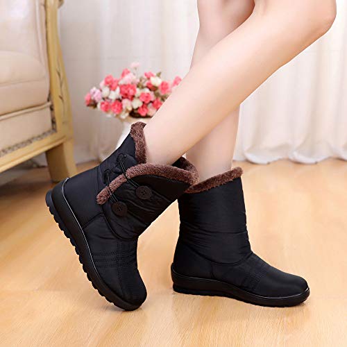 Teresamoon Women's Ladies Winter Waterproof Short Snow Boots Footwear Warm Shoes (Black/38)