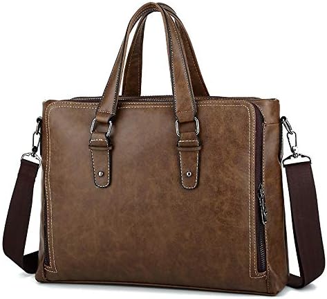 AWMYHKDW Men's Briefcase Fashion Handbags Men Messenger Bags Business Pu Leather Bag for A4 Documents 13" Laptop, Brown