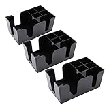 Tebery 3 Pack Black Plastic Bar Caddy with 6