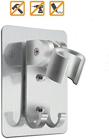 Self-Adhesive Bathroom Handheld Showerhead Holder Adjustable Height, Suction Drill-Free Showerhead Bracket with 2 hanger