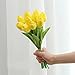 Montout 12PCS/Set PU Stunning Holland Tulip Flower Real Touch Artificial Silk Flowers Arrangement Bouquet Home Room Office Wedding Party Decor (Yellow)