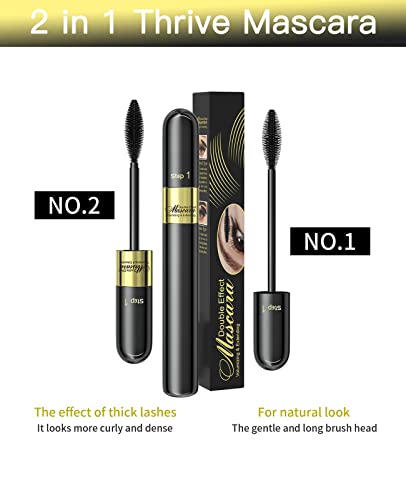 4D Silk Fiber Lash Mascara, 2 in 1 Thrive Mascara For Natural Lengthening And Thickening Effect(Pack of Black)